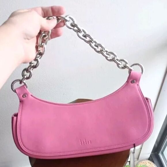 Behno Handbags - Behno Tilda Nappa Saddle Baguette Pink NWT